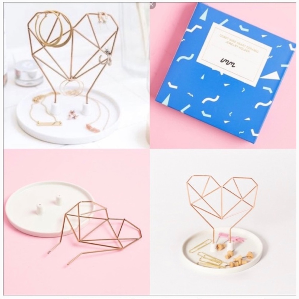 imm Living Coxet Wire Heart Ceramic Jewelry holder